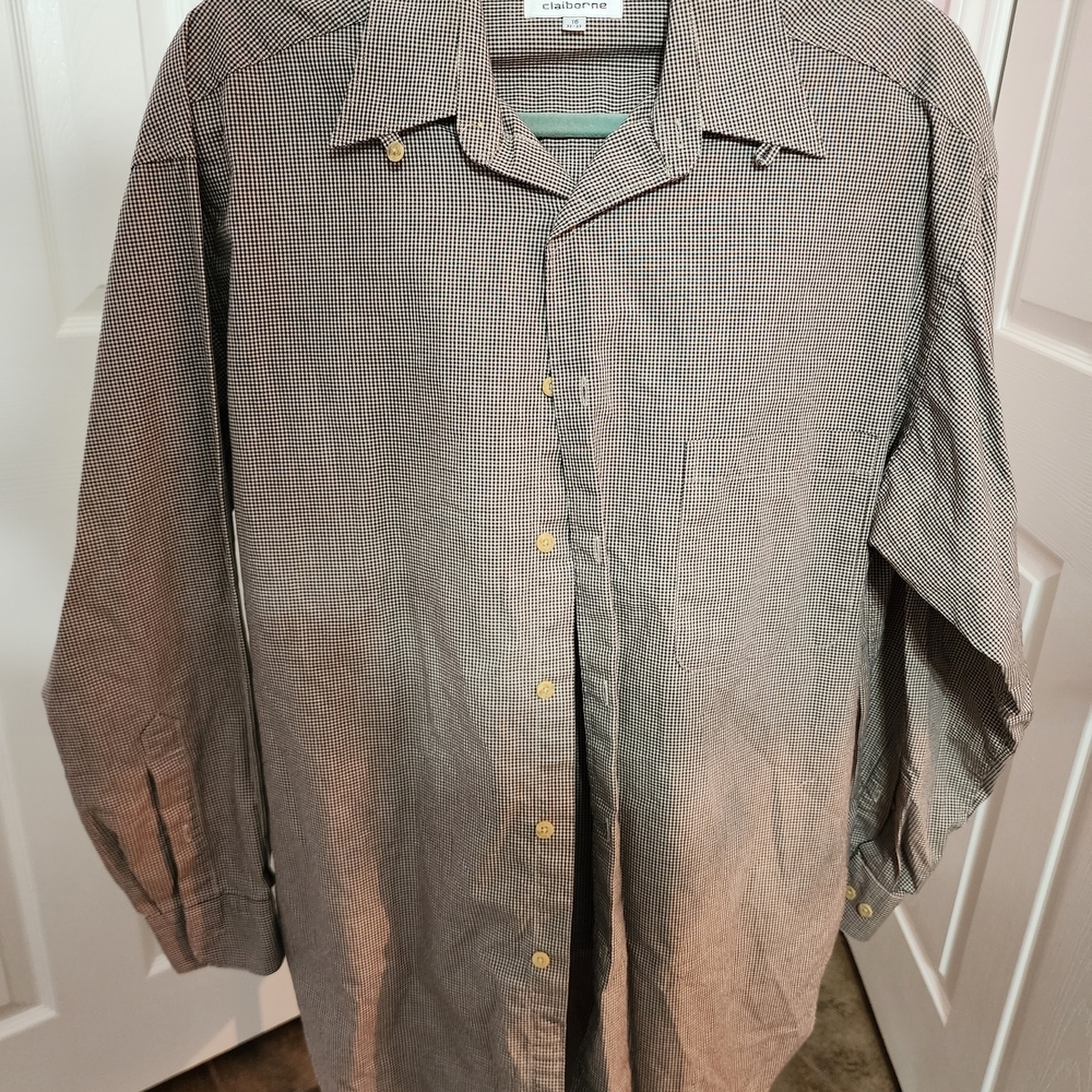 Claiborne Black and White Checkered Men's Shirt